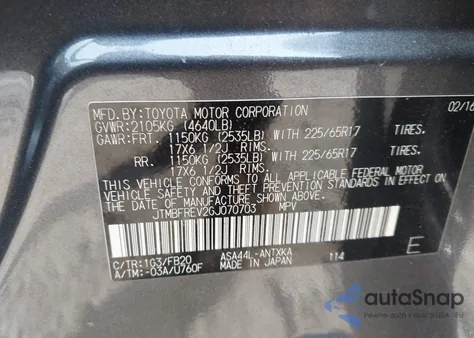 2016 Toyota Rav4 Le z USA, uszkodzony, nr VIN JTMBFREV2GJ070703